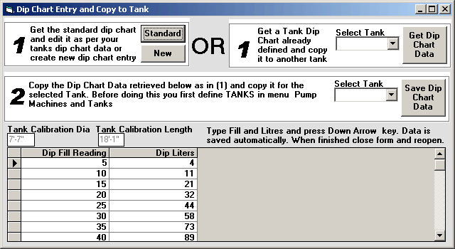 Fuel Tank Dip Chart Calculator